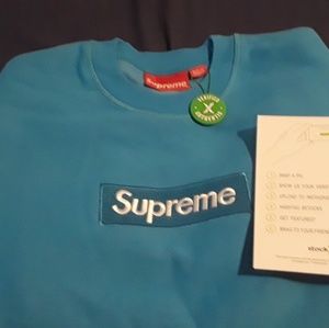 supreme box logo crewneck fw18 bright royal small